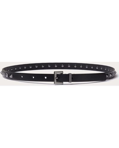 Valentino Garavani Rockstud Belt In Shiny Calfskin 15 Mm - Natural