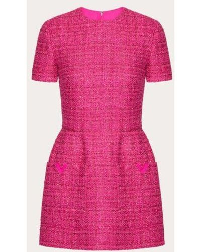 Valentino Short Dress In Glaze Tweed Light - Pink