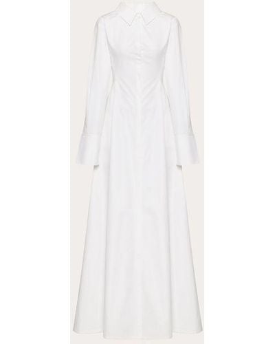 Valentino Compact Popeline Evening Dress - White