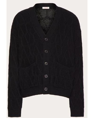 Valentino CARDIGAN EN LAINE À MOTIF TOILE ICONOGRAPHE - Noir