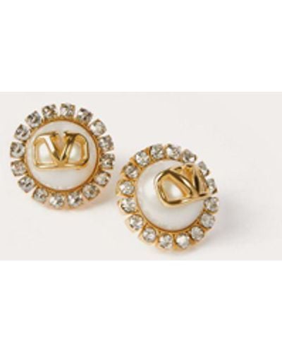 Valentino Garavani Vlogo Signature Metal And Resin Earrings With Swarovski® Crystals - Natural