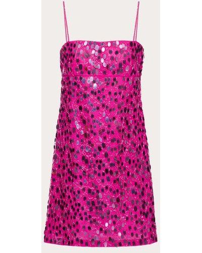 Valentino Tulle Illusione Embroidered Dress - Pink