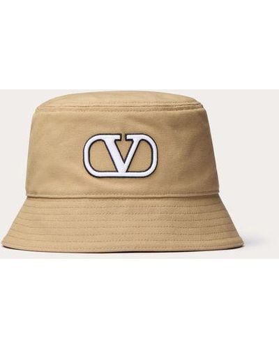 Valentino Garavani Vlogo Signature Cotton Bucket Hat With Vlogo Embroidery - Natural