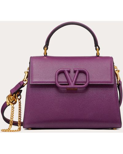 Valentino Garavani Small Vsling Grainy Calfskin Handbag - Purple