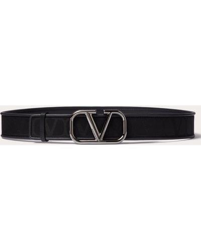 Valentino Garavani Toile Iconographe Belt In Technical Fabric With Leather Details - Black