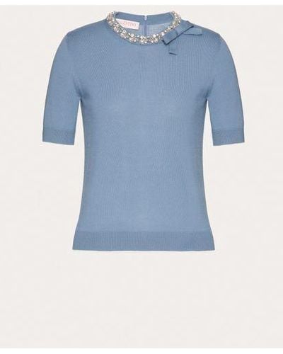 Valentino Embroidered Wool Jumper - Blue