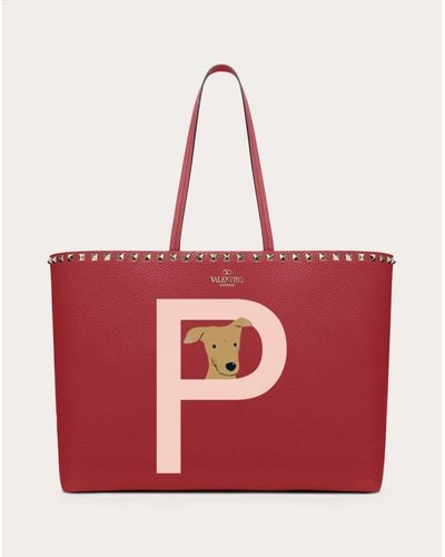 Valentino Garavani Rockstud Pet Customizable Tote Bag - Red