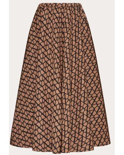 Valentino Toile Iconographe Faille Midi Skirt - Brown