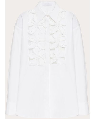 Valentino Embroidered Compact Popeline Shirt - White