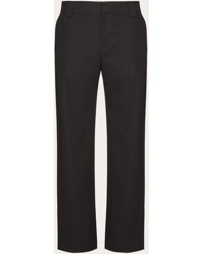 Valentino Stretch Cotton Pants With R.u. Details - Black
