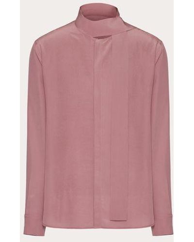Valentino Washed Silk Shirt With Neck Tie - Pink
