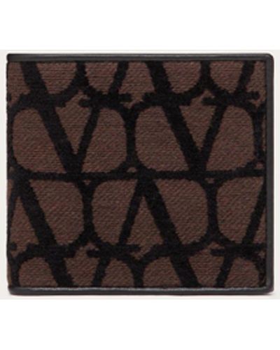 Valentino Garavani Toile Iconographe Wallet With Leather Details - Natural