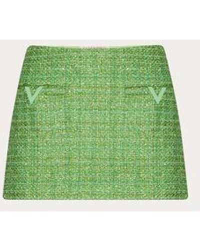 Valentino Glaze Tweed Light Skirt - Green