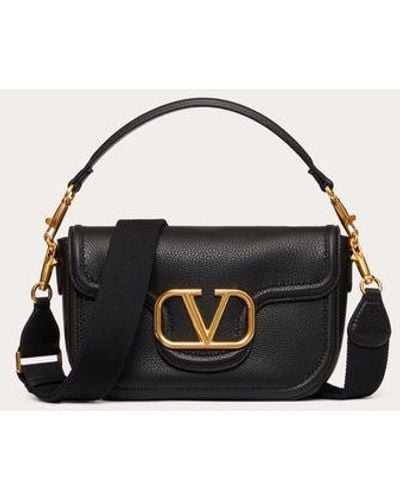 Valentino Garavani Alltime Grainy Calfskin Shoulder Bag - Black