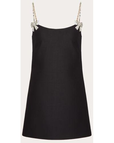 Valentino Embroidered Crepe Couture Short Dress - Black