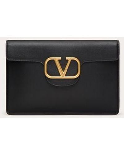 Valentino Garavani Locò Calfskin Clutch Bag - Black