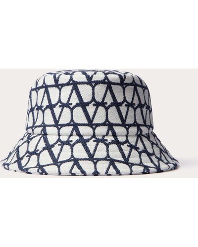 Valentino Garavani Toile Iconographe Bucket Hat In Cotton Jacquard - Blue