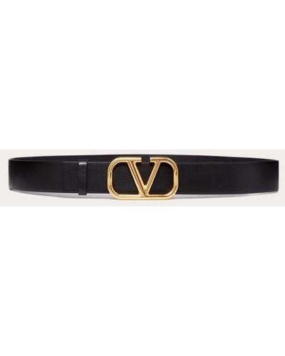 Valentino Garavani Vlogo Signature Calfskin Belt 40 Mm - Natural
