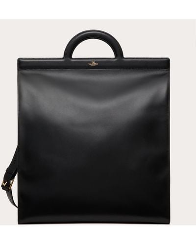 Valentino Garavani TAGGED Leather Shopping Bag - Black