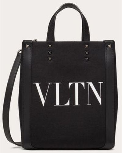 Valentino Garavani Vltn Ecolab Mini Canvas Shopper - Black