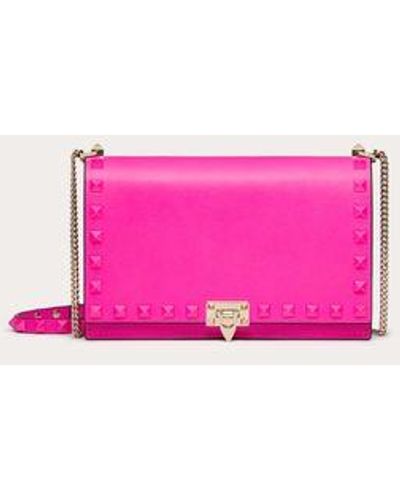 Valentino Garavani Mini Rockstud Calfskin Bag With Chain - Pink