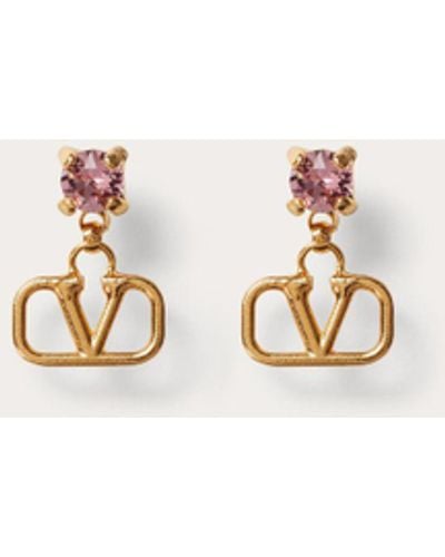 Valentino Garavani Vlogo Signature Earrings In Metal And Swarovski® Crystals - Multicolor