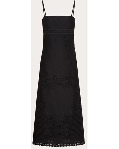 Valentino Dress In Cotton Guipure Jardin Plat - Black
