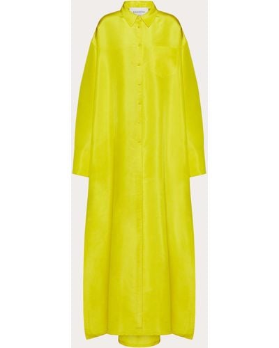 Valentino Faille Evening Shirt Dress - Yellow