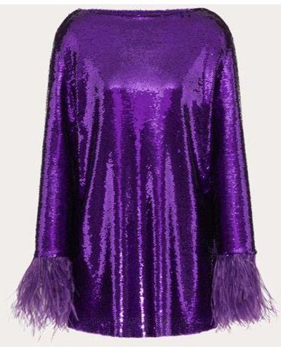 Valentino Tulle Illusione Embroidered Dress - Purple