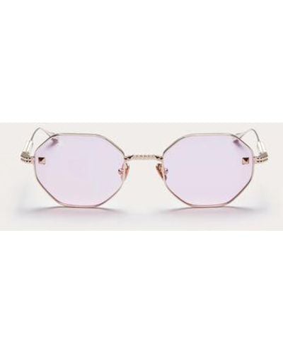 Valentino V - stud occhiale esagonale in titanio - Neutro