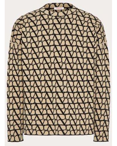 Valentino Wool Crewneck Sweater With Toile Iconographe Pattern - White