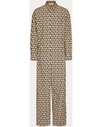 Valentino Cotton Jumpsuit With Toile Iconographe Print - Natural