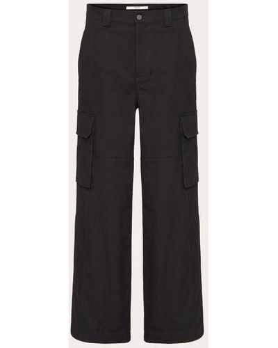 Valentino Stretch Cotton Canvas Cargo Trousers - Black