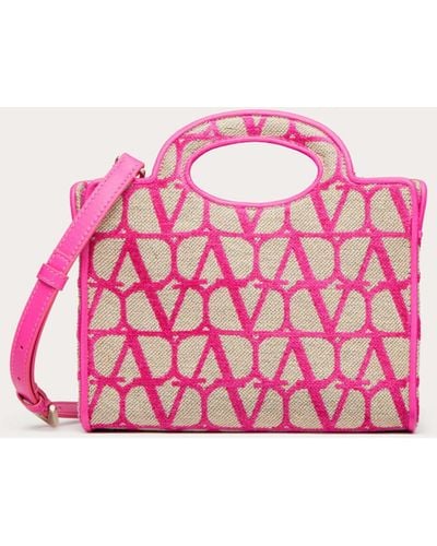 Valentino Garavani Le Troisième Mini Shopping Bag In Toile Iconographe - Pink