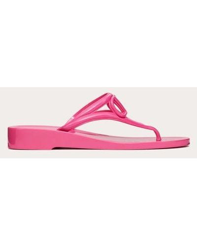 Valentino Garavani Vlogo Signature Rubber Thong Sandal - Pink