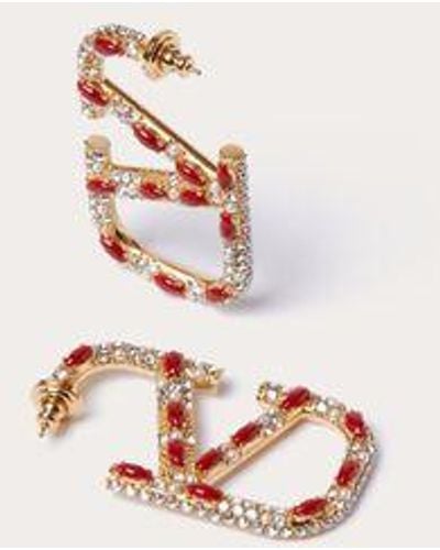 Valentino Garavani Vlogo Signature Metal, Pearl, Enamel And Swarovski® Crystal Earrings - White