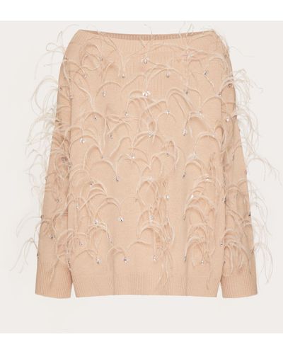 Valentino Embroidered Wool Sweater - Natural