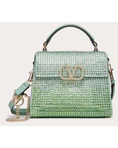 Valentino Garavani Mini Vsling Handbag With Rhinestones - Green