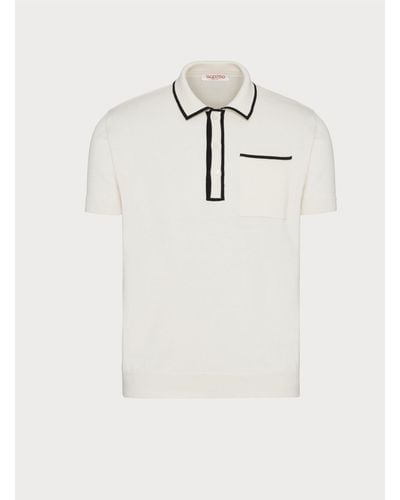 Valentino Cotton Polo Shirt With Signature Vlogo Embroidery - Natural