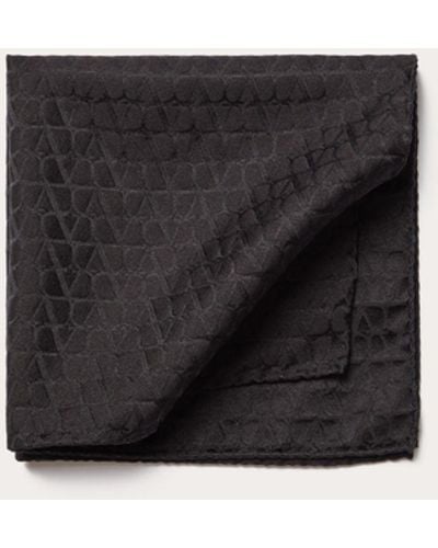 Valentino Garavani Toile Iconographe Silk Pocket Square - Black