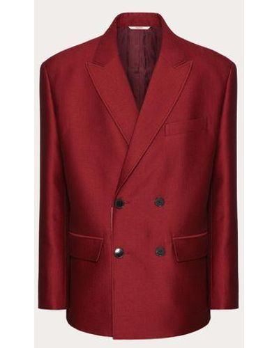 Valentino Double-breasted Wool And Silk Jacket - Red