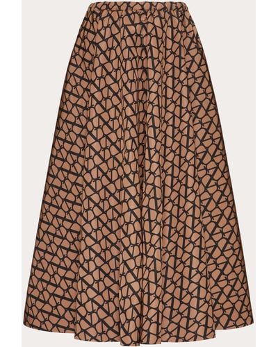 Valentino Toile Iconographe Faille Midi Skirt - Brown