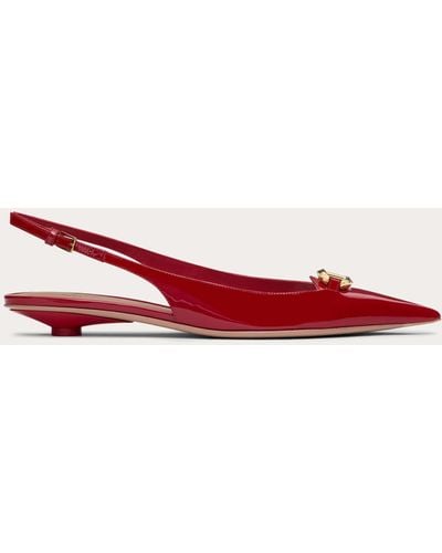 Valentino Garavani The Bold Edition Vlogo Slingback Ballerina In Patent Leather 20mm - Red
