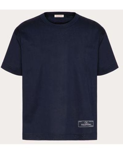 Valentino Cotton T-shirt With Maison Tailoring Label - Blue