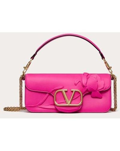 Valentino Garavani Locò Shoulder Bag With Applique Flowers - Pink