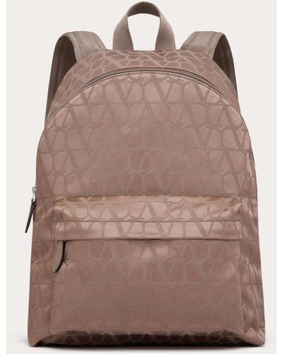 Valentino Garavani Toile Iconographe Backpack In Technical Fabric - Brown