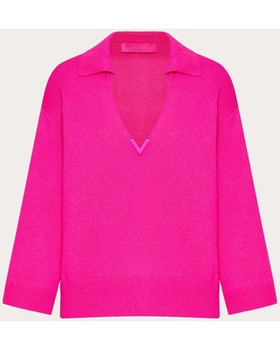 Valentino V Gold Cashmere Sweater - Pink