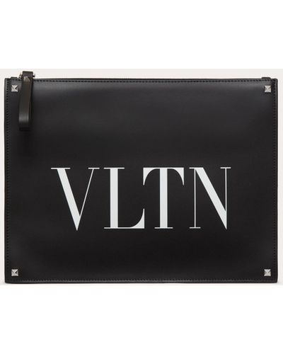 Valentino Garavani Vltn Leather Clutch - Black