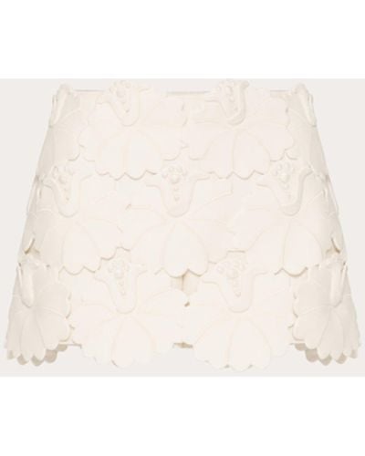 Valentino Embroidered Crepe Couture Skort - Natural