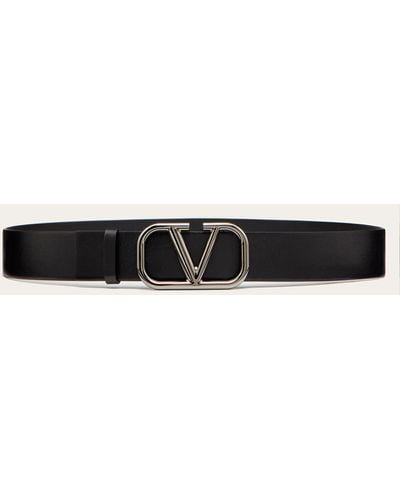 Valentino Garavani Vlogo Signature Calfskin Belt 40 Mm - Black